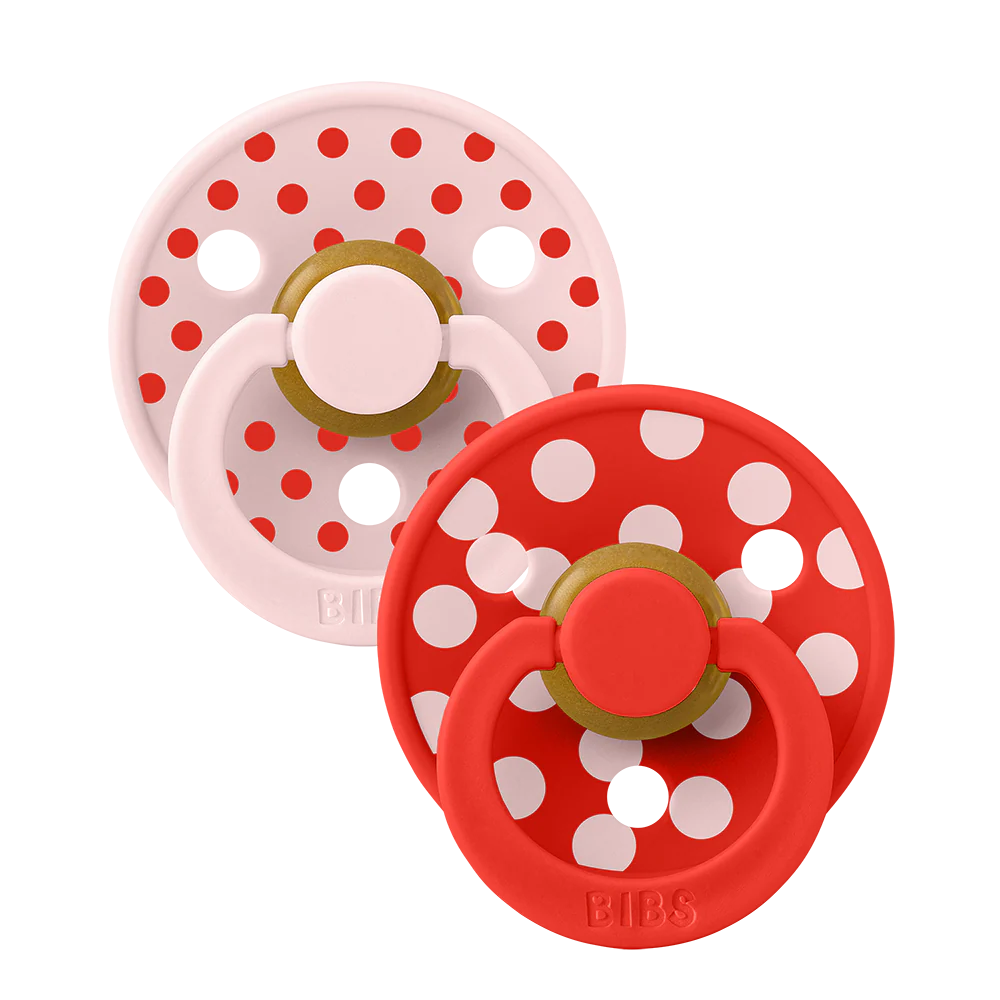 STUDIO Colour Pacifiers 2 Pack Polka - Blossom/Candy Apple