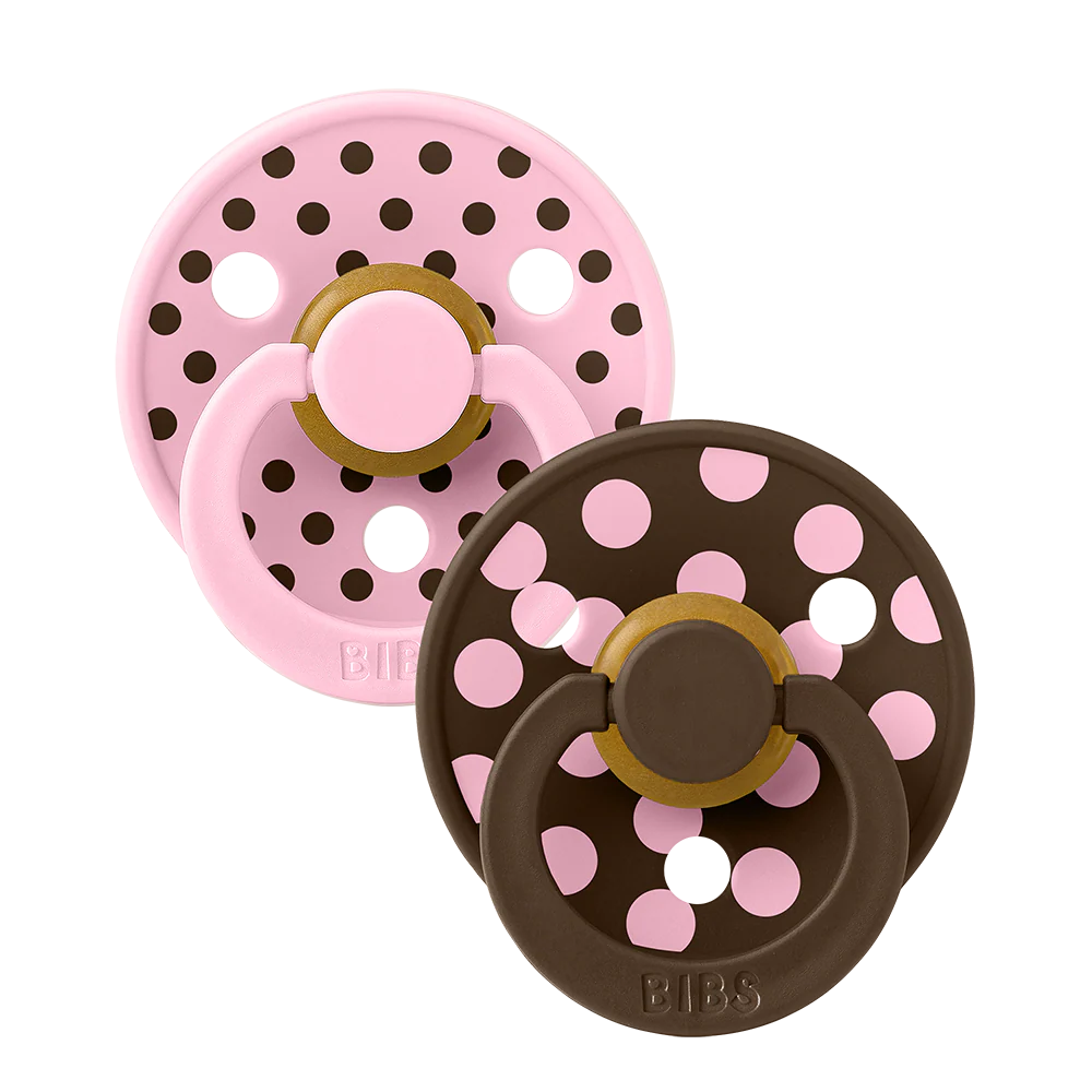 STUDIO Colour Pacifiers 2 Pack Polka - Baby Pink/Mocha