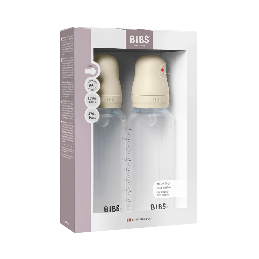 Baby BPA-Free PP Bottle Set 270ml 2 Pack Silicone - Ivory